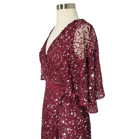 Maya Bridesmaid Delicate Sequin Wrap Maxi Dress in Wine Size 2 - Picture 8 of 13